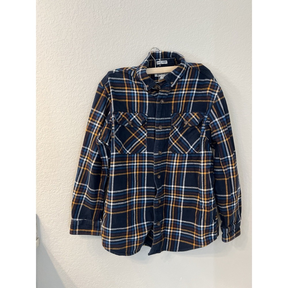 Duluth Trading Shirt Men M Blue Flannel Plaid Button Down Outdoor Heavy Thick - Picture 1 of 5
